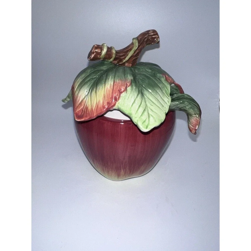 Fitz & Floyd Country Gourmet Apple Ceramic Jam/Jelly Jar with Spoon & Lid Rare